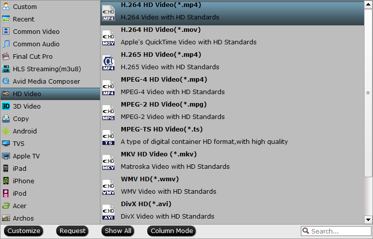 Select output file format