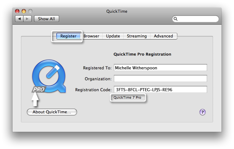 Quicktime 7 Pro For Mac Os X 13