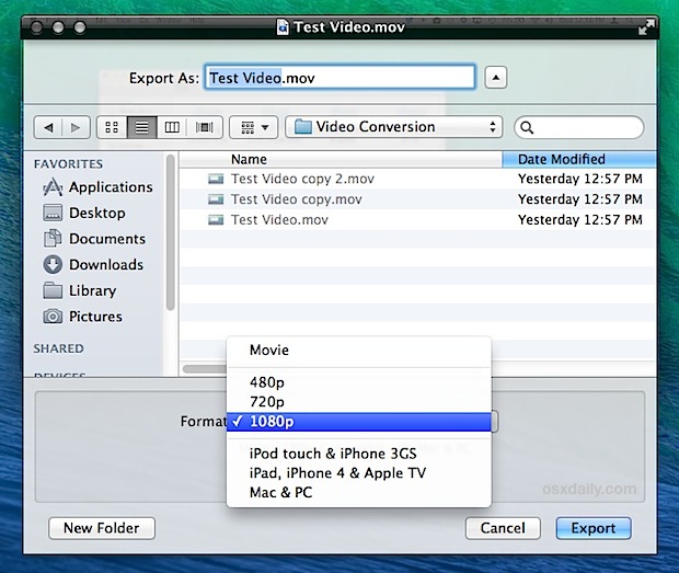 QuickTime video converter for Mac