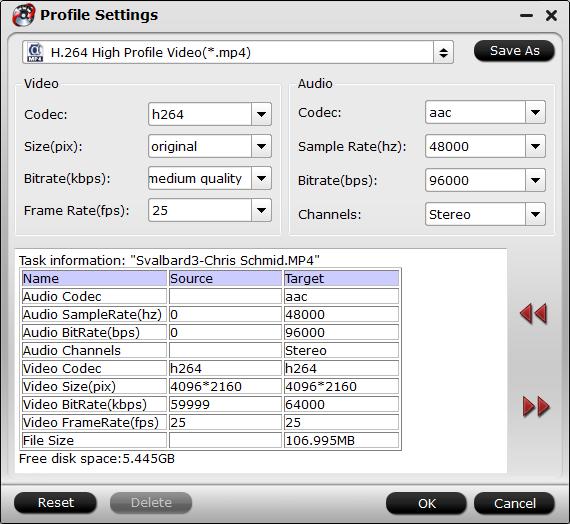 adjust encoding settings Play 4K Video on Microsoft Surface Pro