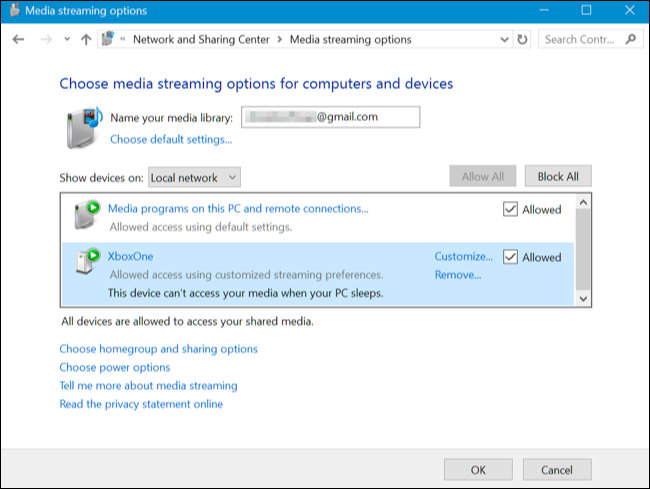 Choose media streaming options