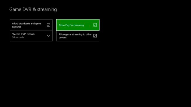 Enable play to streaming option