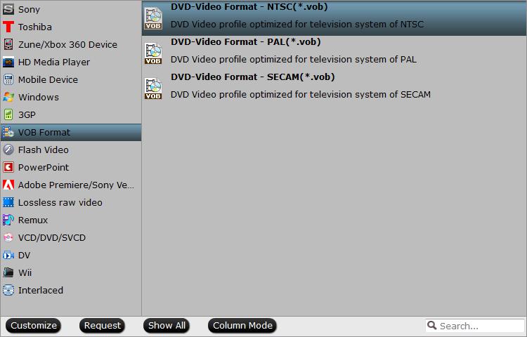 Output DVD Video VOB format