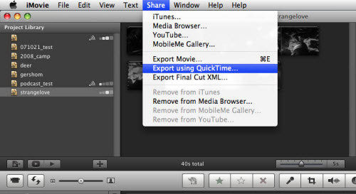 Export iMovie Project to MP4