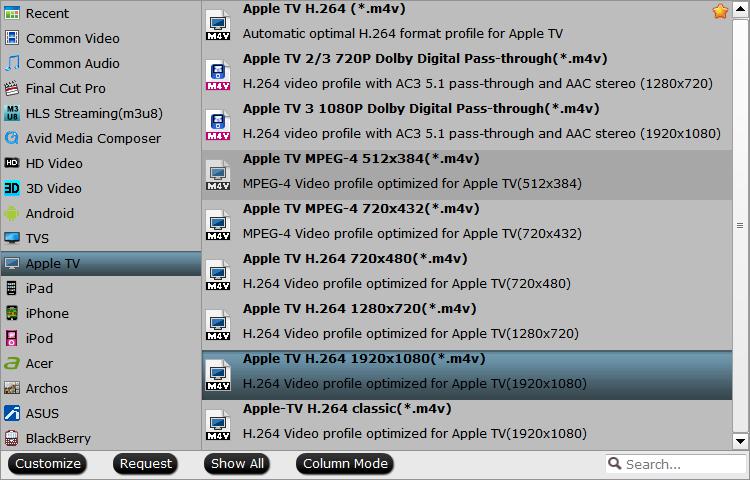 Output Apple TV preset profile formats