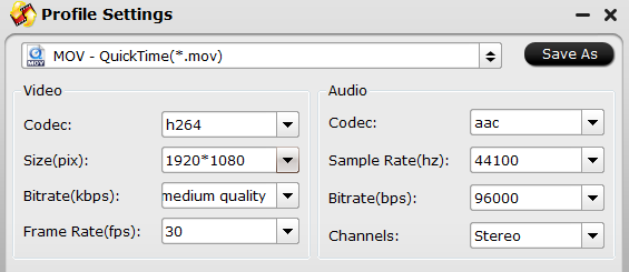 Adjust output codec and resolution