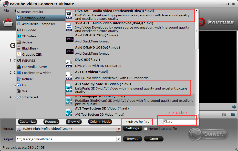 torrent to AVI conversion interface