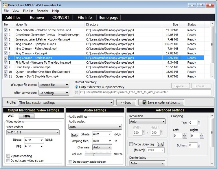 Free MP4 to AVI converter