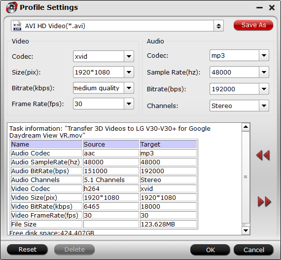 video parameter changing