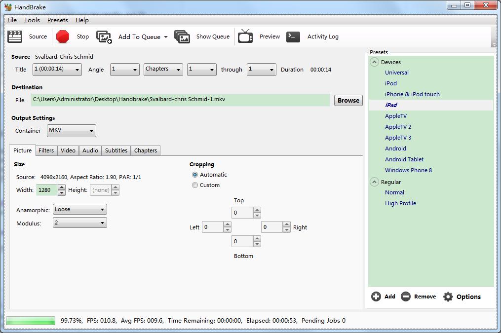 Solve Handbrake 1.0.7 Stucking at 100% When Converting Video or DVD